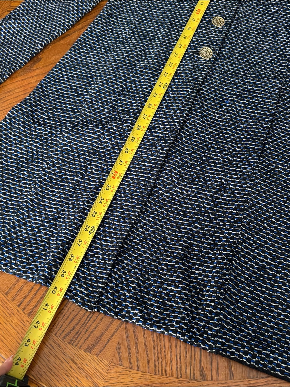 St. John Knits Long Tweed Jacket Dress in black/Cream/blue - Picture 2 of 11
